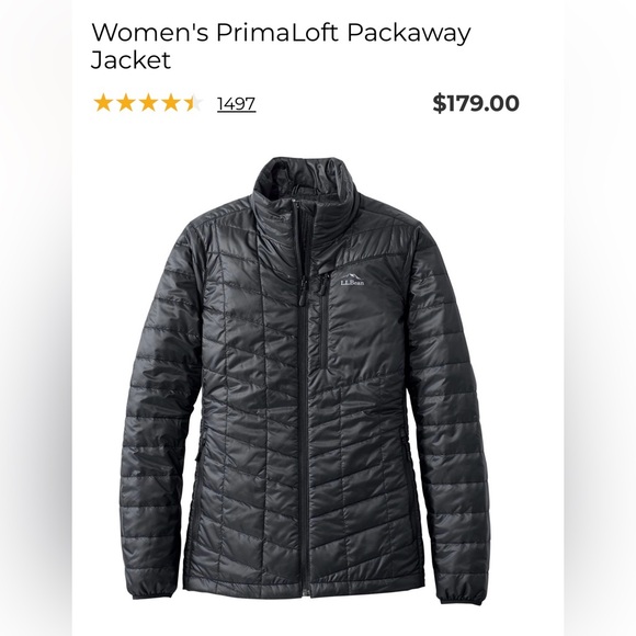LL Bean Women’s PrimaLoft Packaway Jacket - Black, LP - Picture 2 of 10